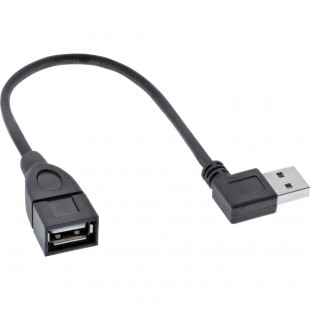 InLine® USB 2.0 Smart Cable coudé + réversible Type A mâle à femelle noir 0.2m