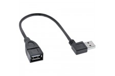 InLine® USB 2.0 Smart Cable coudé + réversible Type A mâle à femelle noir 0.2m
