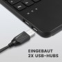 Perixx PERIBOARD-526 H EN, wired mini USB keyboard, trackball, USB hub