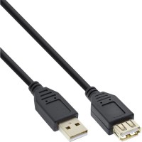 USB 2.0 Rallonge, InLine®, mâle/fem. type A, noir, contacts or, 10m