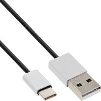 Câble InLine® USB 2.0, fiche type C à fiche A, noir / alu, flexible, 1 m