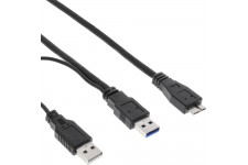 Câble Y InLine® USB 3.0 2x Type A mâle à Micro B mâle noir 0.2m