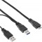 Câble Y InLine® USB 3.0 2x Type A mâle à Micro B mâle noir 0.5m
