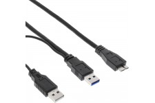 InLine® USB 3.0 Y-Cable 2x Type A mâle à Micro B mâle noir 1,5m