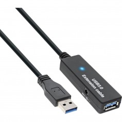 Câble répéteur actif InLine® USB 3.0, type de câble, mâle à femelle, noir 20m