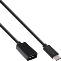 Câble adaptateur USB 3.1 InLine®, type C mâle à A femelle, noir, 0,15m