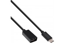 Câble adaptateur USB 3.1 InLine®, type C mâle à A femelle, noir, 0,15m
