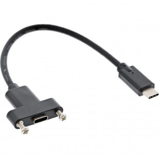 InLine® USB3.1 C mâle à femelle avec câble à bride 0.2m, noir