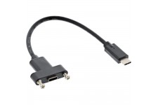 InLine® USB3.1 C mâle à femelle avec câble à bride 0.2m, noir