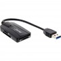 Lecteur double carte InLine® USB 3.0 avec câble 2x2 emplacements pour SD SDHC SDXC microSD