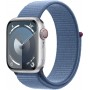 Apple Watch Series 9 (41 mm GPS + Cellular) Smartwatch avec boîtier en Aluminium Argent et Boucle Sport Bleu d’Hiver. Suivi de l