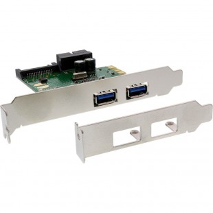 Contrôleur hôte InLine® USB 3.0 4x USB 3.0 (2 + 2) PCI-E avec support extra-plat