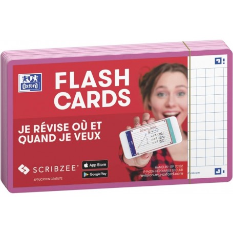 Oxford Fiches "Flash 2.0", 75x125 mm, quadrill, fuchsia