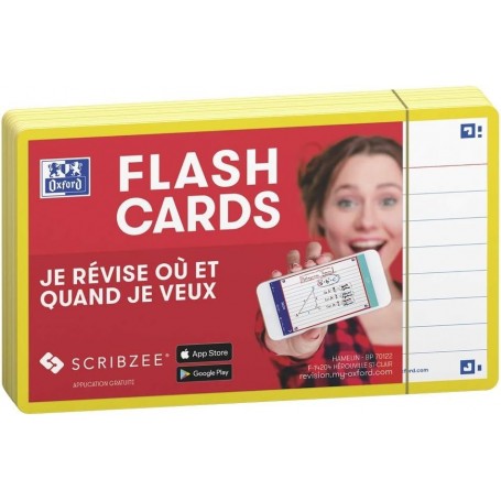 Oxford Fiches "Flash 2.0", 75x125 mm, lign, jaune