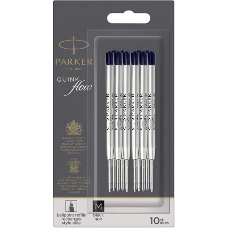 PARKER Recharge pour stylo QUINKflow, M, blister de 10, noir