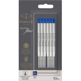 PARKER Recharge pour stylo QUINKflow, M, blister de 10, bleu