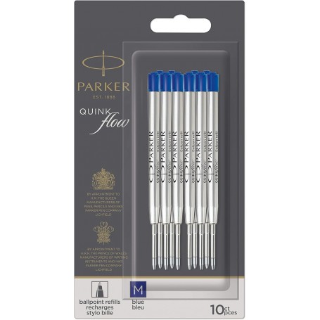 PARKER Recharge pour stylo QUINKflow, M, blister de 10, bleu