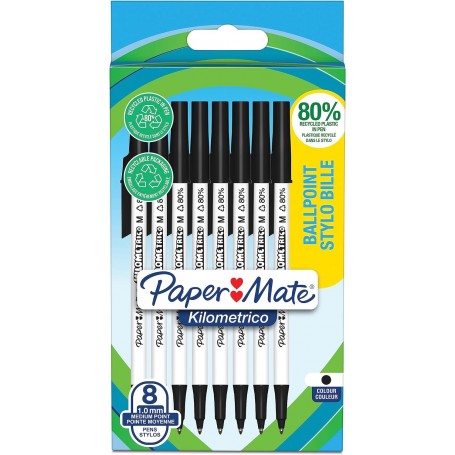 Paper:Mate Stylo bille Kilometrico, blister de 8, noir