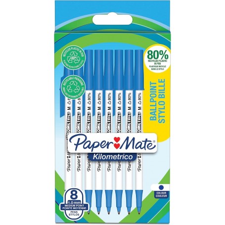 Paper:Mate Stylo bille Kilometrico, blister de 8, bleu