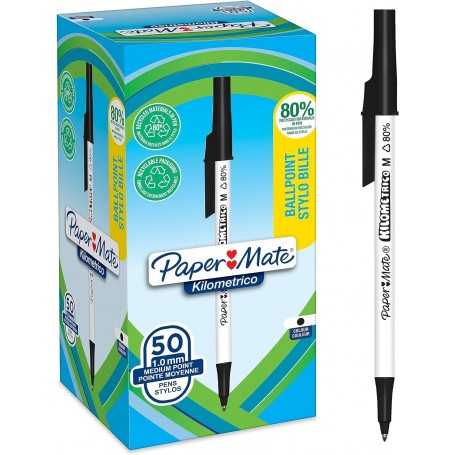 Paper:Mate Stylo bille Kilometrico, bote de 50, noir