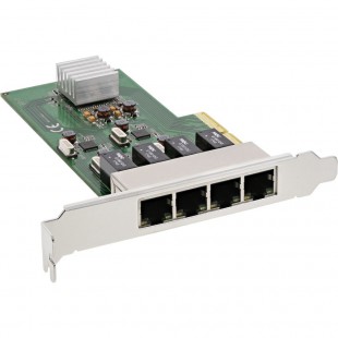 Carte réseau InLine® Quad Gigabit, PCIe x4, 4x 1 Go / s, avec support bas