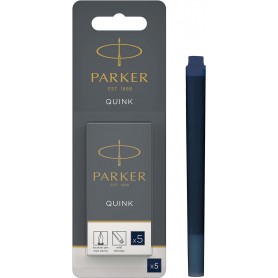 PARKER Cartouche d\'encre longue QUINK, en blister, bleu noir