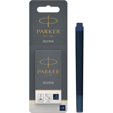 PARKER Cartouche d\'encre longue QUINK, en blister, bleu noir