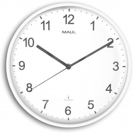 MAUL Horloge murale/radio MAULspint, diamtre: 300 mm, blanc