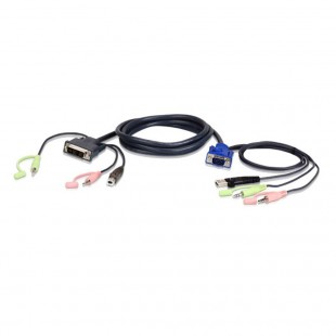 Ensemble de câbles KVM ATEN 2L-7DX2U, VGA à DVI-A, USB, audio, longueur de 1,8 m