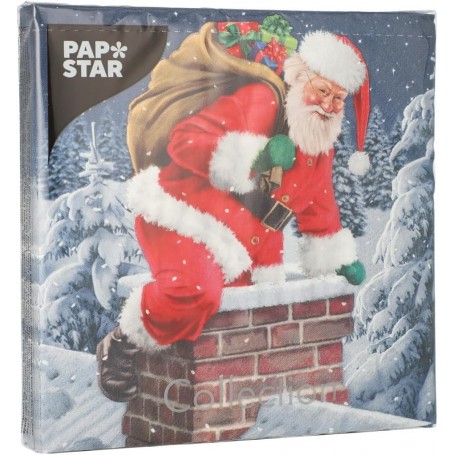 PAPSTAR Serviette motif de Nol "Down the Chimney"
