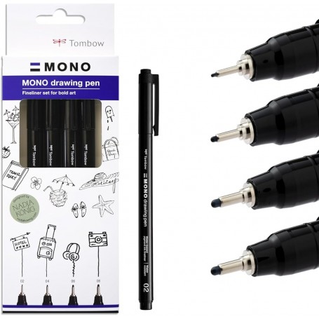 Tombow Feutre fin MONO drawing pen "Bold Set", set de 4
