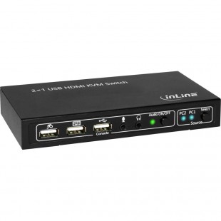 Le commutateur KVM HDMI 2x1 InLine®, 2x1, HDMI 4K2K, Hub USB 2.0, avec audio