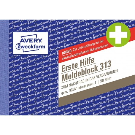 AVERY Zweckform Erste Hilfe Meldeblock 313, DIN A6 quer