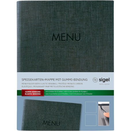 sigel Chemise pour carte de menu "MENU", A5, anthracite