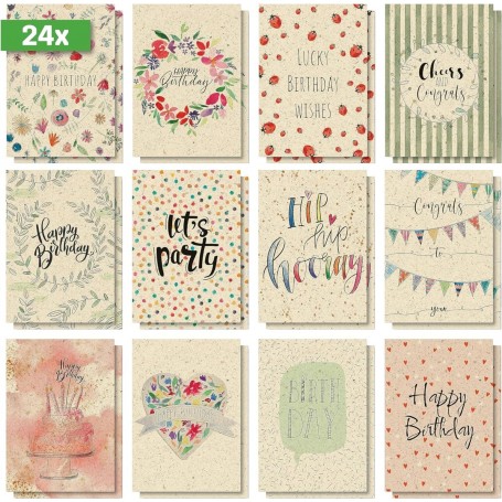 sigel Set cartes postales anniversaire Happy Grassy Birthday