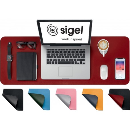 sigel Sous-main, similicuir, enroulable, noir/rouge