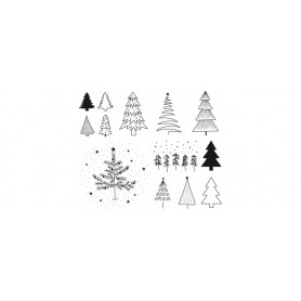 HEYDA Set de tampons motif "Sapin", bote transparente