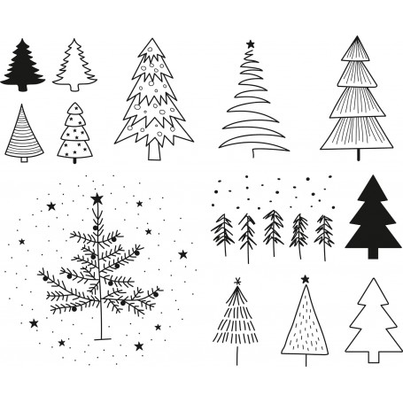 HEYDA Set de tampons motif "Sapin", bote transparente