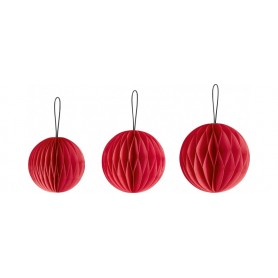 HEYDA Set dcoration "Balle en nid d\'abeille", rouge