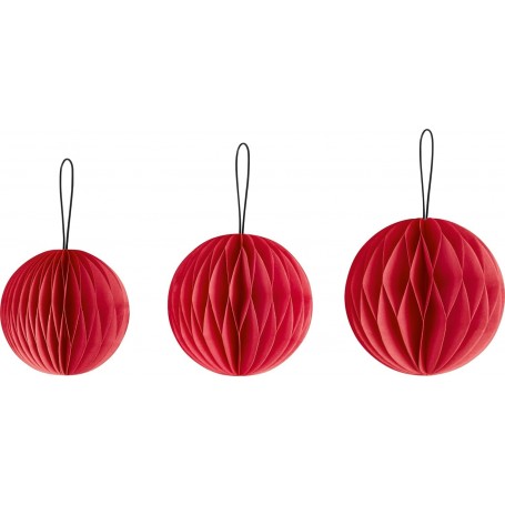 HEYDA Set dcoration "Balle en nid d\'abeille", rouge