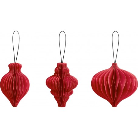 HEYDA Set dcoration "Goutte en nid d\'abeille", rouge