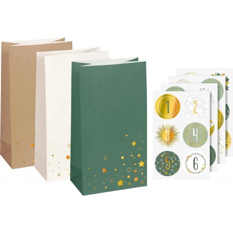 HEYDA Kit calendrier de l\'Avent, sachets en papier, petit