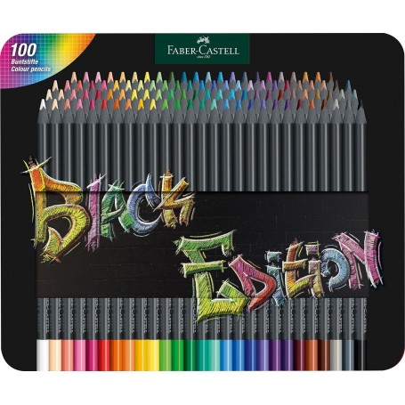 FABER-CASTELL Crayon de couleur Black Edition, tui de 100