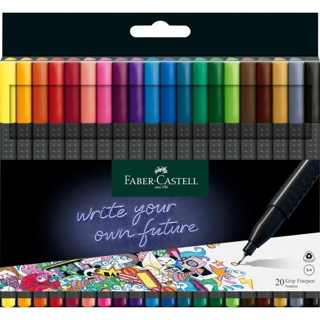 FABER-CASTELL Feutre pointe fine GRIP FINEPEN, tui de 20