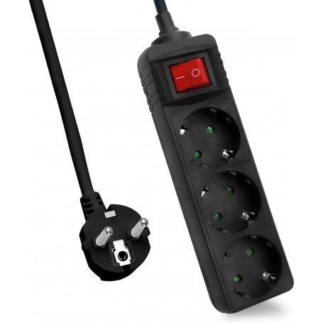  Multiprise CLASSIC 3 prises avec interrupteur Noir 1,5 m
