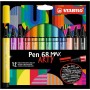 Etui carton x 12 feutres pointe biseautée STABILO Pen 68 MAX ARTY