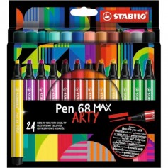 Etui carton x 24 feutres pointe biseautée STABILO Pen 68 MAX ARTY