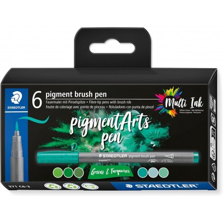 STAEDTLER Feutre pigment brush pen "Greens & Turquoises"