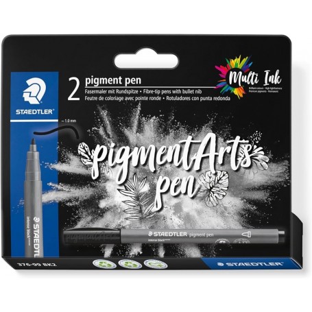 STAEDTLER Feutre pigment pen, noir, tui carton de 2