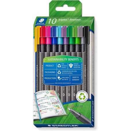 STAEDTLER Fineliner triplus, tui carton de 10
